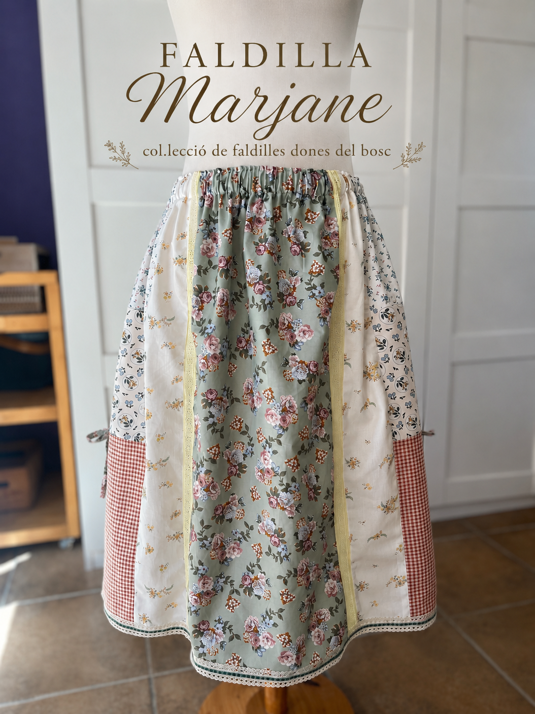 Faldilla Marjane Patchwork amb Brodat Anglès | Cotó OEKO-TEX® | L'Atelier del Bosc