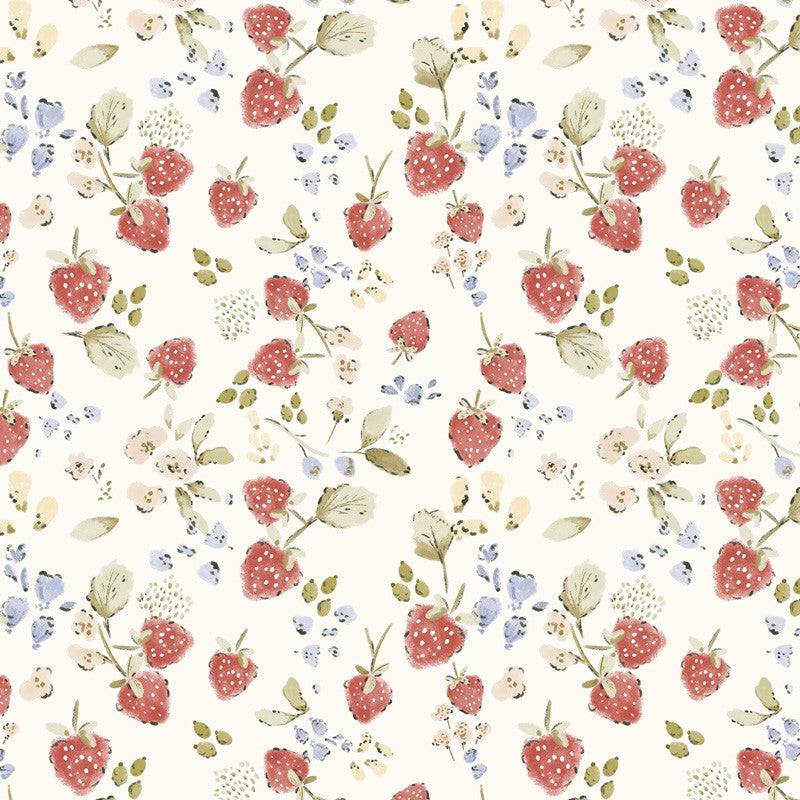 Cinta para el pelo Fresas silvestres en tejido elástico GOTS | Cruzada o clásica